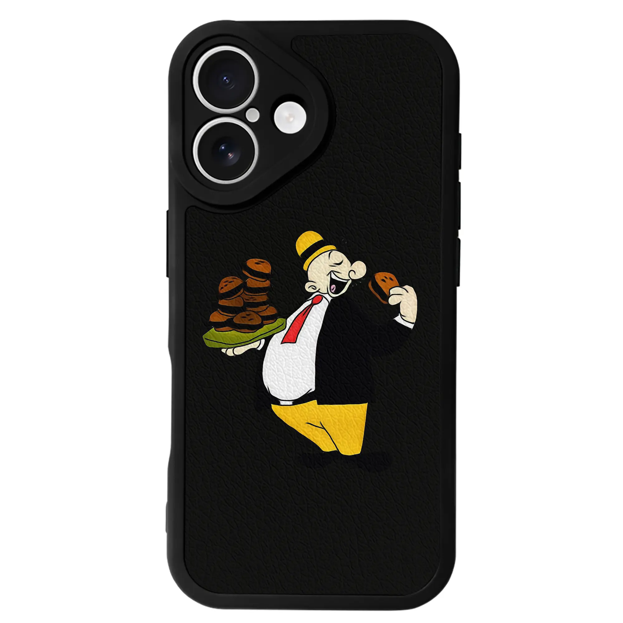 ポパイ グッズ ウィンピー - IPhone 16シリーズ対応 ・ シリコンスマホケース ・ レザー調 ・ 高精度フィット ・ 耐衝撃 ・ ワイヤレス充電対応 ・ 精密カット